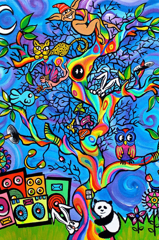 Colorful Abstract Psychedelic Trippy Tre Jigsaw Puzzle