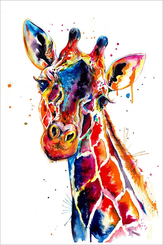 Colors Giraffe Animal Paint Print Canvas Jigsaw Puzzle