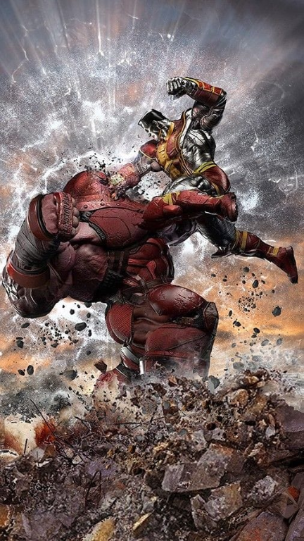 Colossus Vs Juggernaut Battle 01 Print Poster