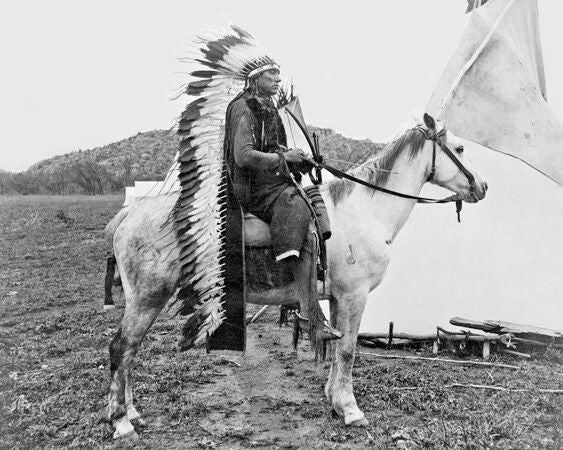 Comanche Chief Quanah Parker On Horse Glossy Magnet Native American Print