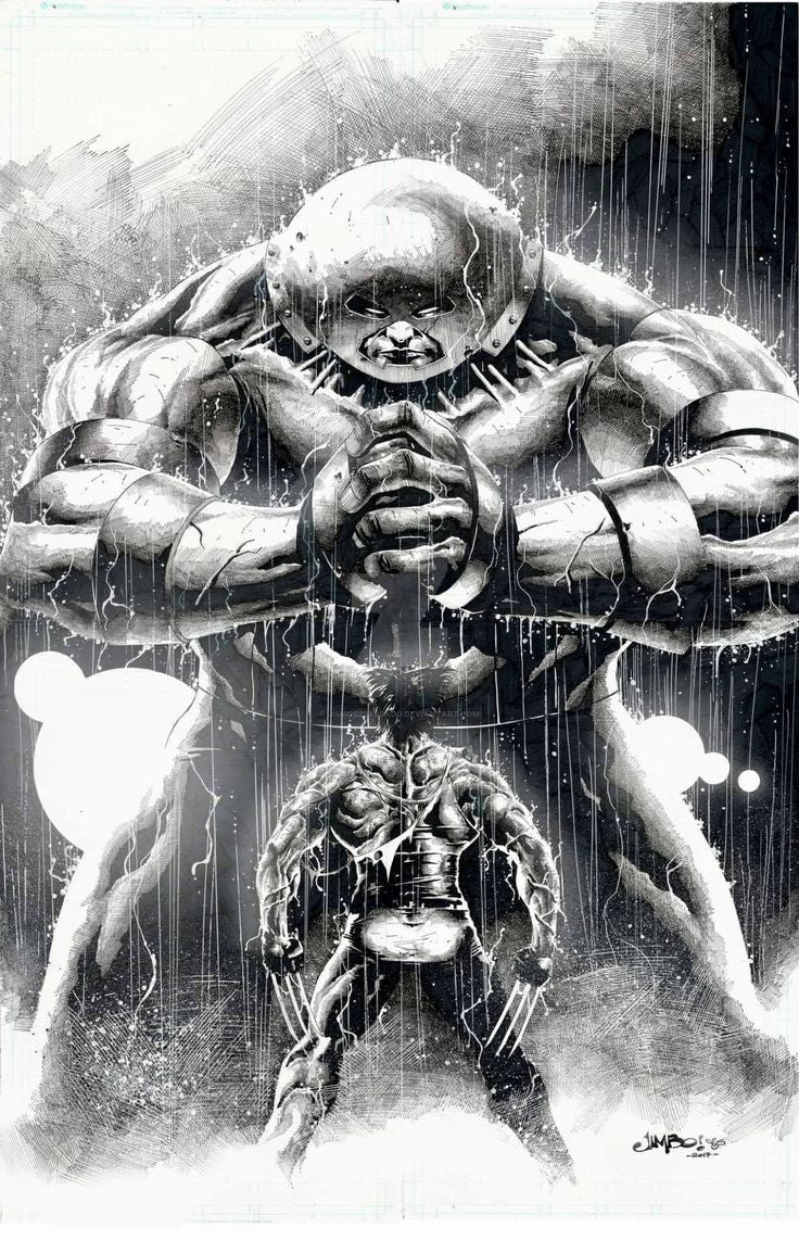Comic Art Wolverine Vs Giant Robot Print Poster