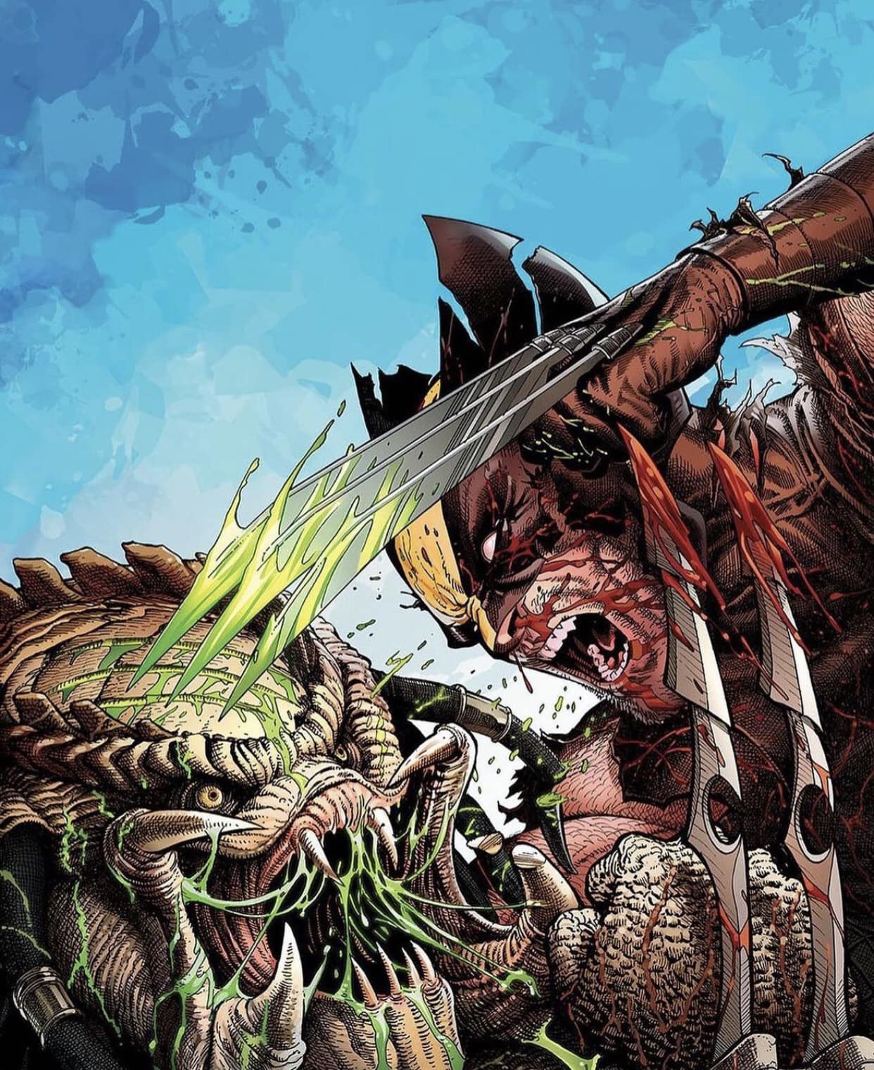 Comic Battle Wolverine Vs Monster Print Poster
