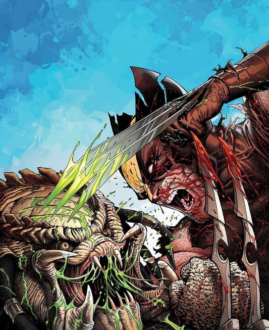 Comic Battle Wolverine Vs Monster Print Poster