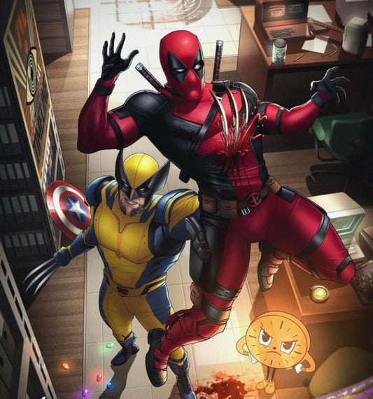 Comic Book Action Scene Deadpool Wolverine Print Poster