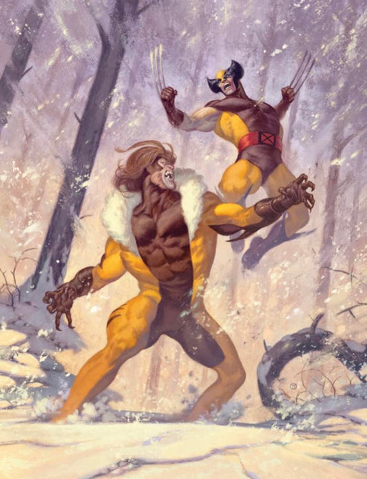 Comic Book Battle Wolverine Winter Scene Print Poster