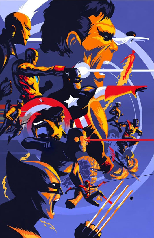 Comic Book Hero Collage Print Poster
