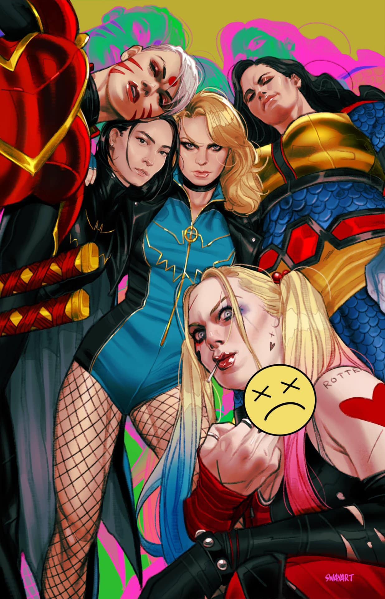 Comic Book Heroine Gathering Jigsaw Puzzle