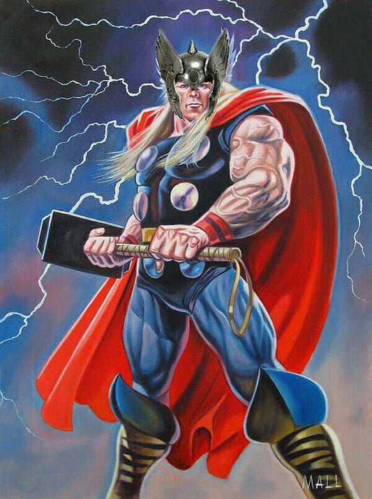 Comic Book Thor Hero Electric Background Print Poster