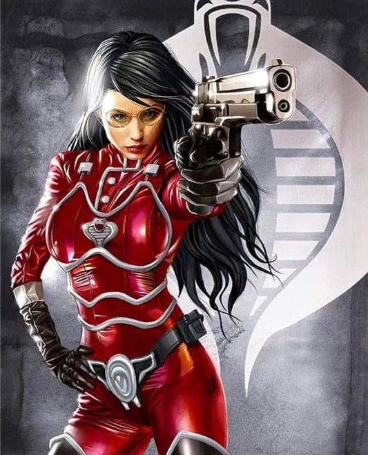 Comic Character Gun Red Suit Print Poster