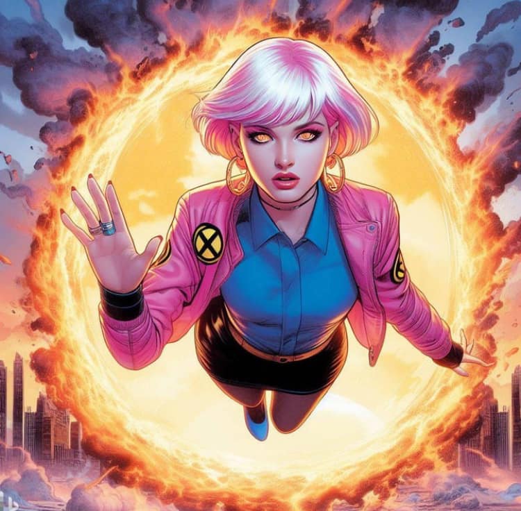 Comic Character Pink Haired Heroine Print Poster