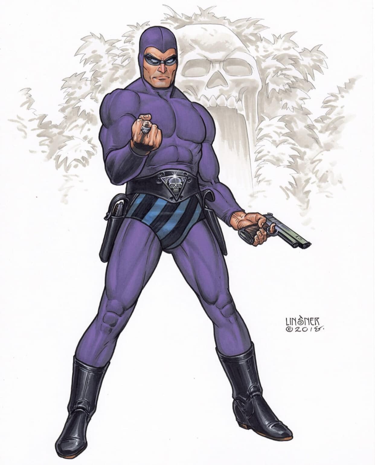 Comic Character Villain Purple Costume Gun Print Poster