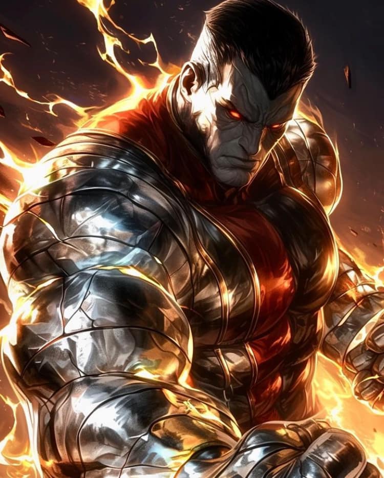 Comic Hero Colossus Fire Effect Print Poster
