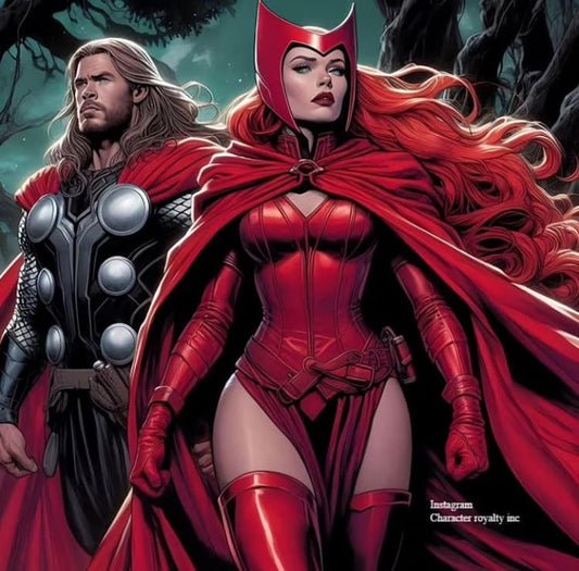 Comic Hero Duo Thor Scarlet Witch Print Poster