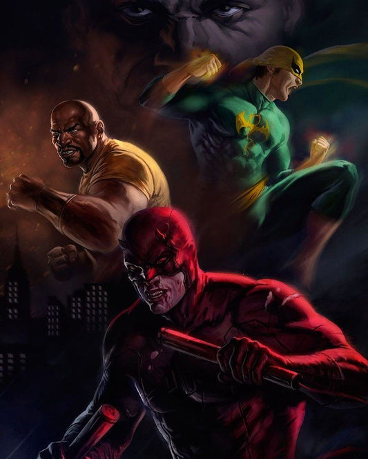 Comic Hero Ensemble Print Poster