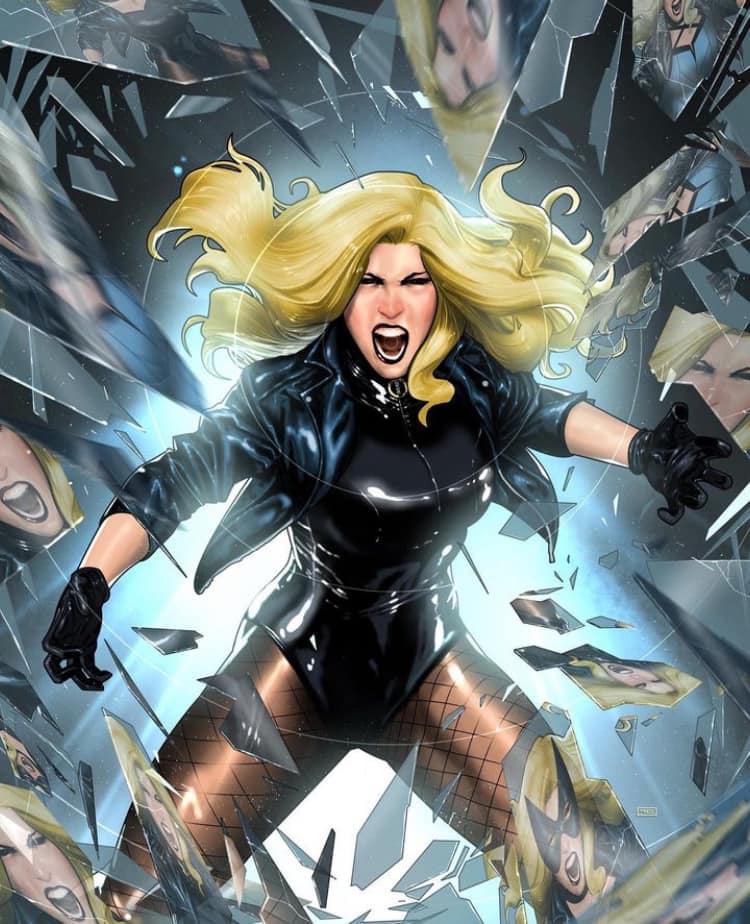 Comic Heroine Breaking Through Glass Print Poster
