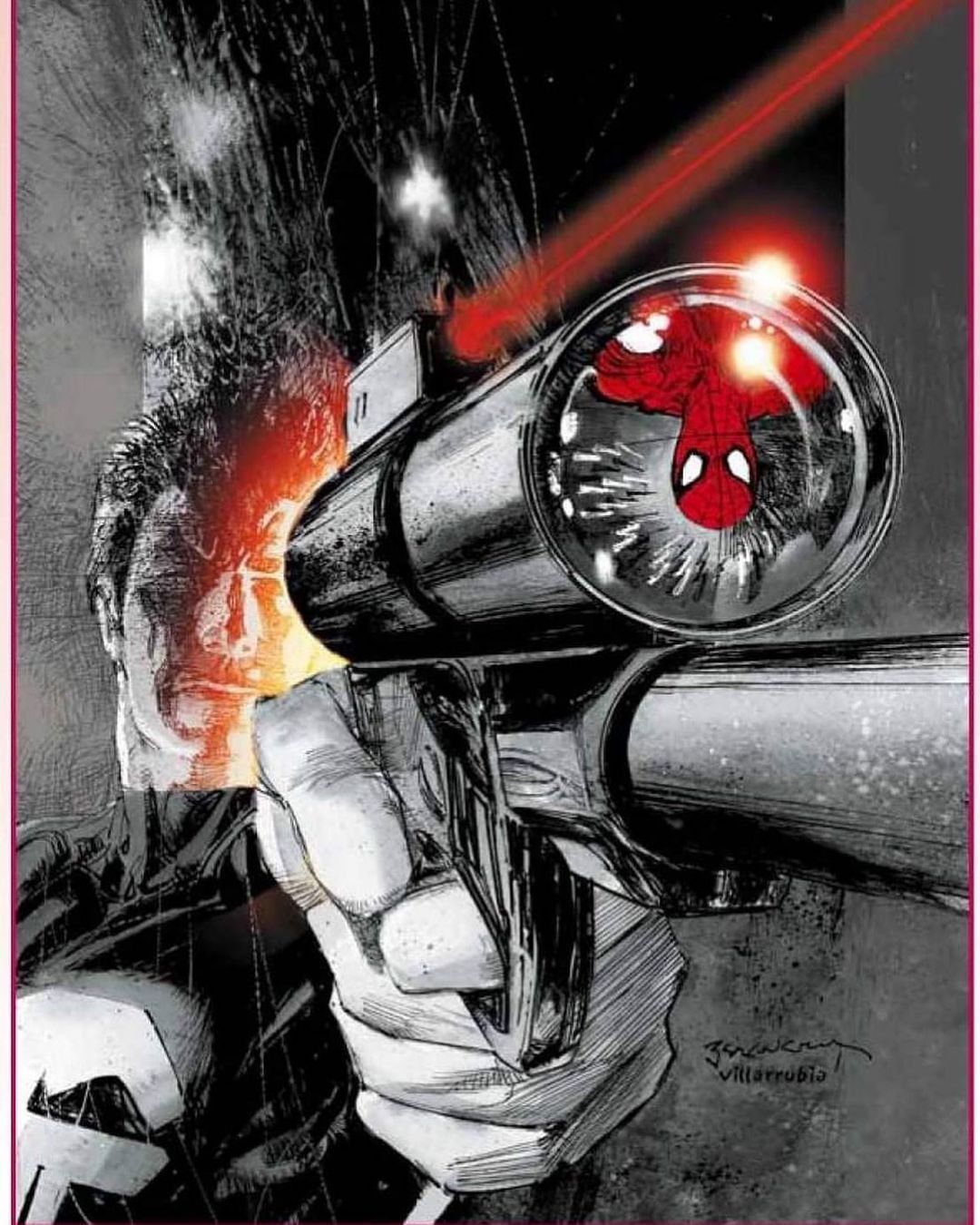 Comic Superhero Battle Spider Man Punisher Print Poster