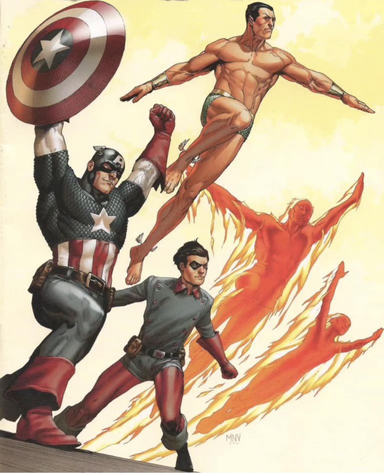 Comic Superheroes Action Scene Print Poster