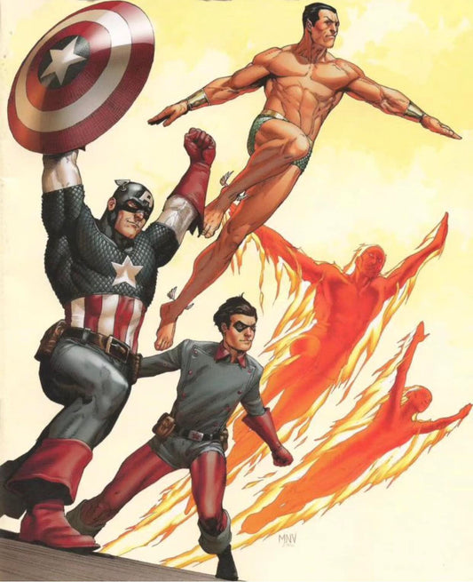 Comic Superheroes Action Scene Print Poster