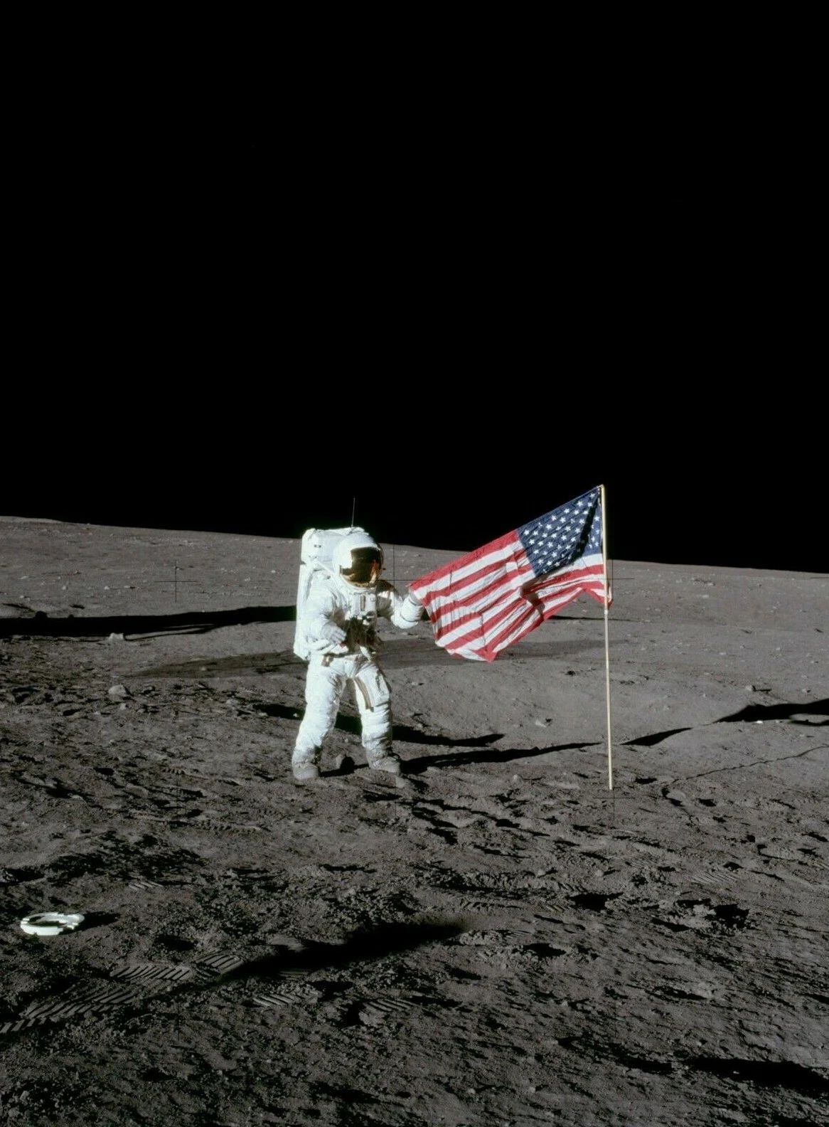 Conrad W American Us Flag On Moon Luna Photo Picture Poster Print Nasa Science