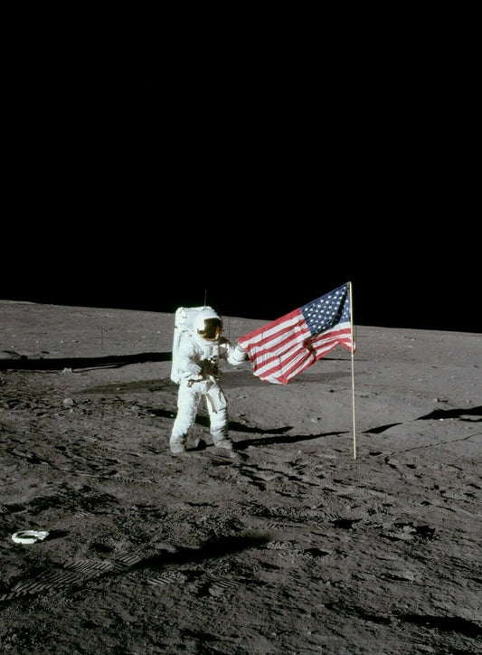 Conrad W American Us Flag On Moon Luna Photo Picture Poster Print Nasa Science