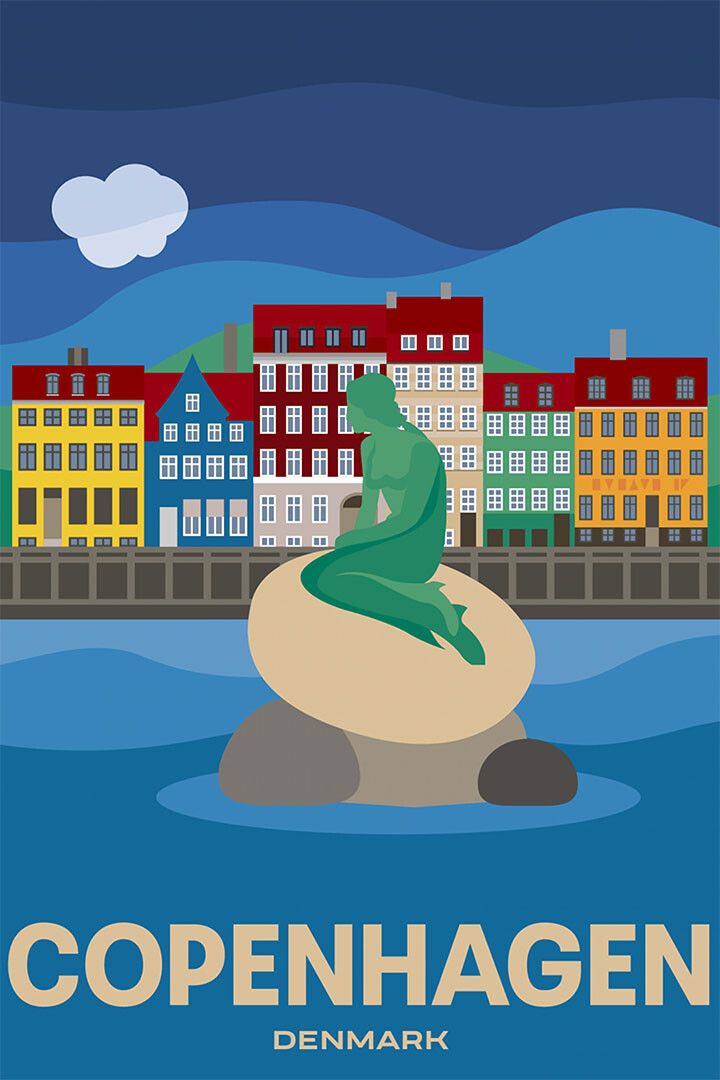Copenhagen Denmark Adversiting Travel Painting Wall Home Decor Jigsaw Puzzle