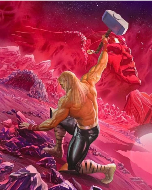 Cosmic Warrior Hammer Illustration Print Poster