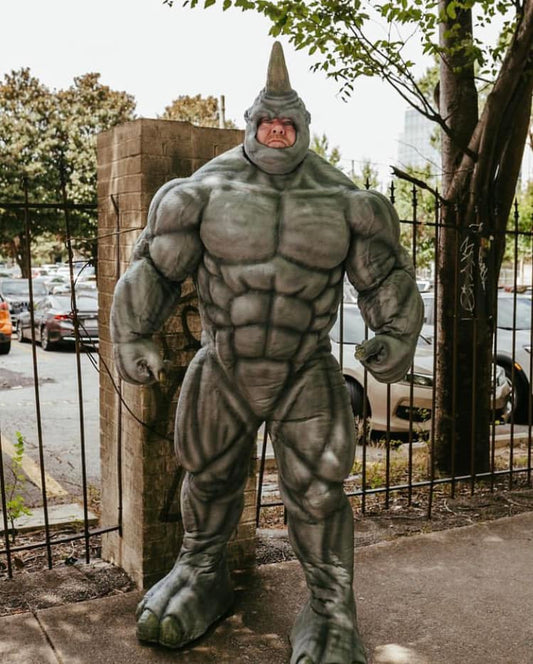 Costumed Rhino Urban Setting Print Poster