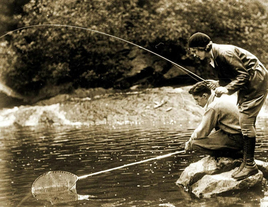 Couple Fishing In Maine Vintage Old Keychain Reprint