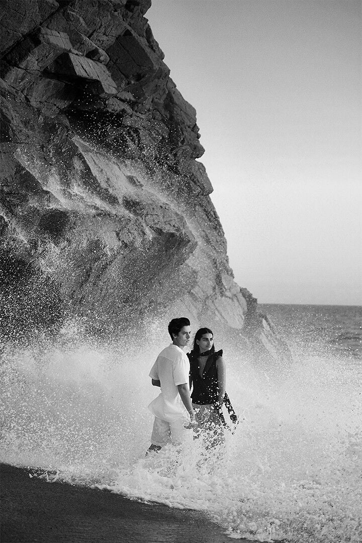 Couple On A Beach Ocean Waves Print Jigsaw Puzzle