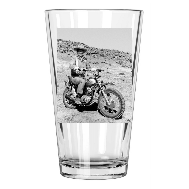 Cowboy Actor John Wayne Honda Motorcycle Celebrity Pint Beer Drinking Glass