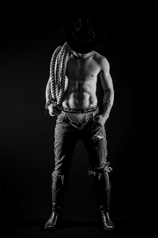 Cowboy With Shirt Off Sexy Man Model Print Jigsaw Puzzle