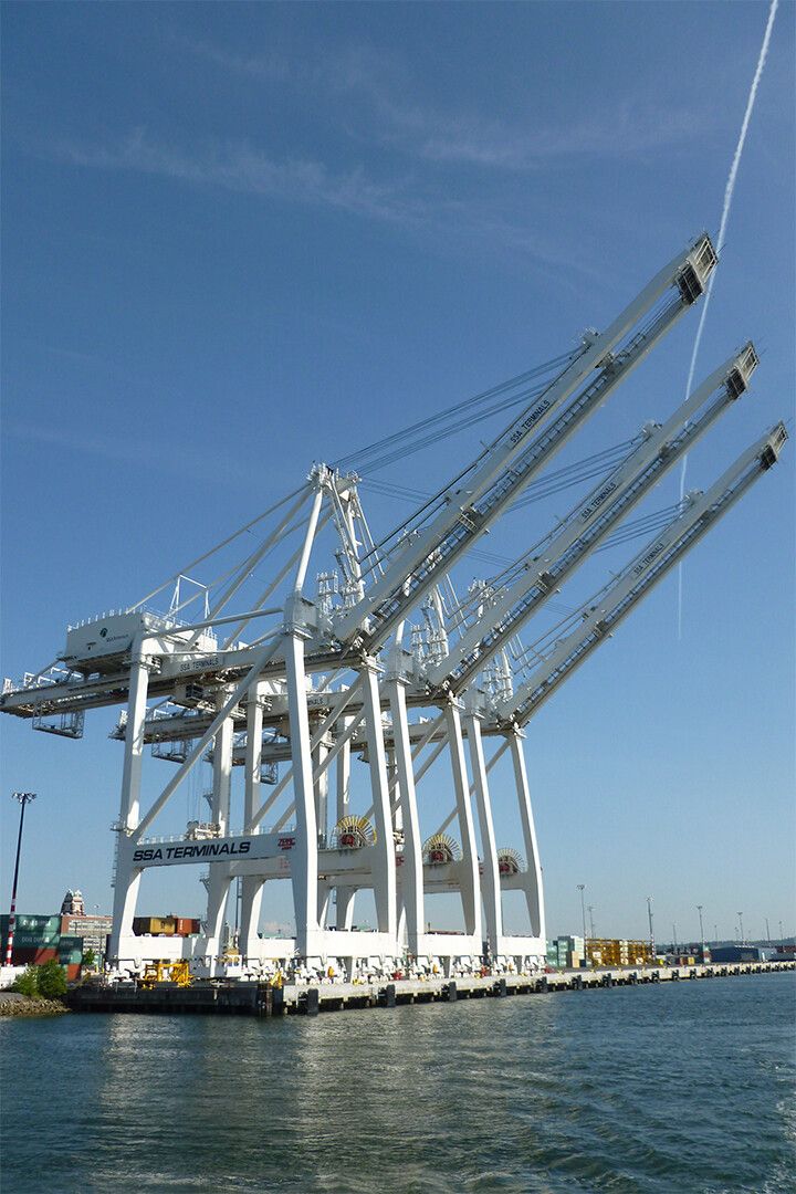 Cranes And Ship At Port Of Seattle Sea Print Jigsaw Puzzle