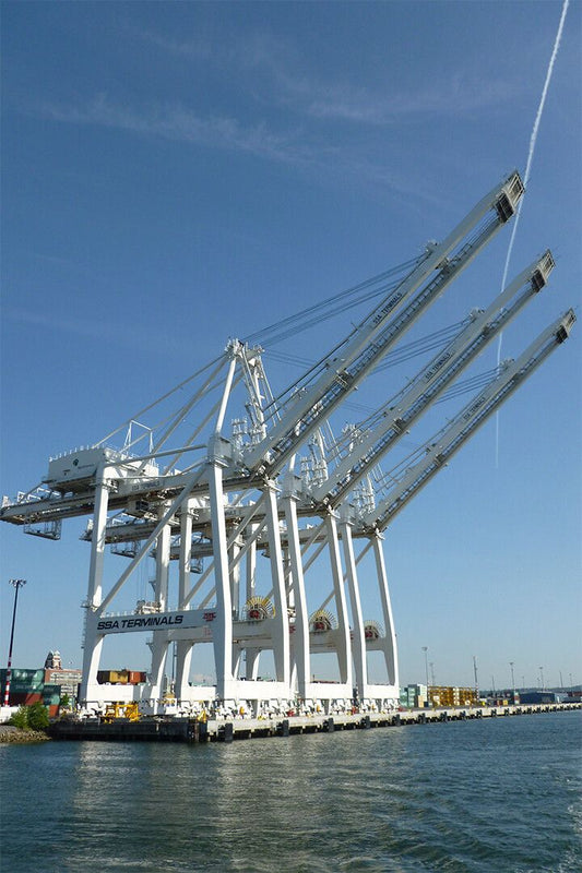 Cranes And Ship At Port Of Seattle Sea Print Jigsaw Puzzle