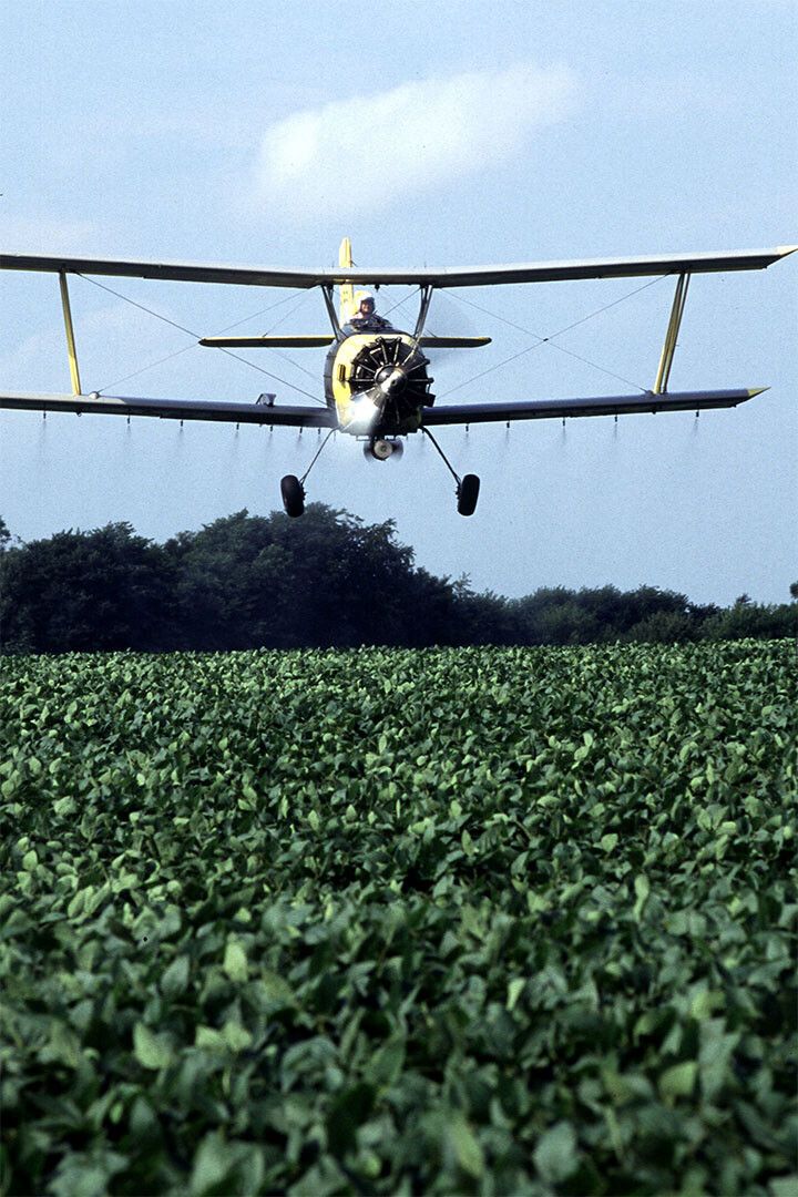 Cropduster Flying Over Fields Jigsaw Puzzle Painting Jigsaw Puzzle