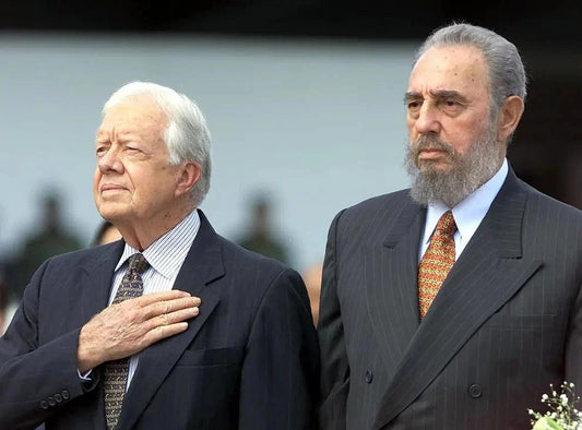 Cuban Leader Fidel Castro And Us President Jimmy Carter Picture Photo 5 X 7