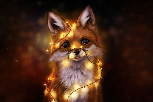 Cute Fox Wild Animals Oil Painting Design Jigsaw Puzzle
