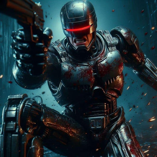 Cybernetic Hero Action Sequence Print Poster