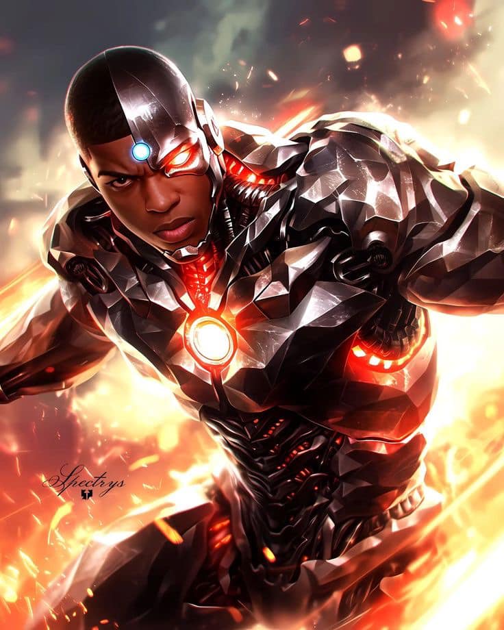 Cyborg Action Portrait Print Poster