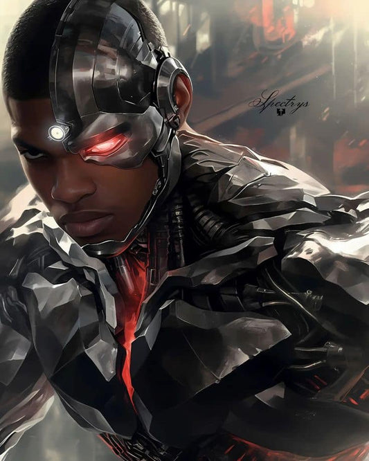 Cyborg Portrait Closeup Print Poster