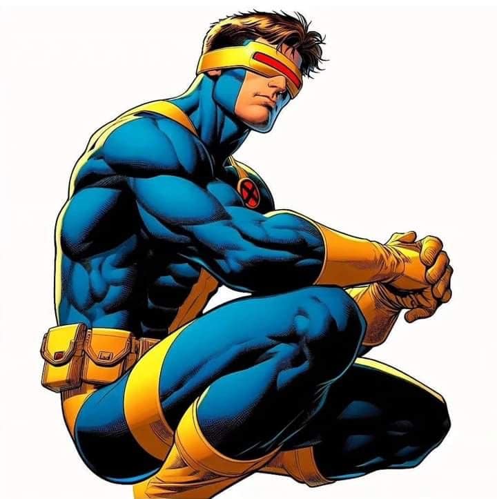 Cyclical Character Squatting Xmen Print Poster