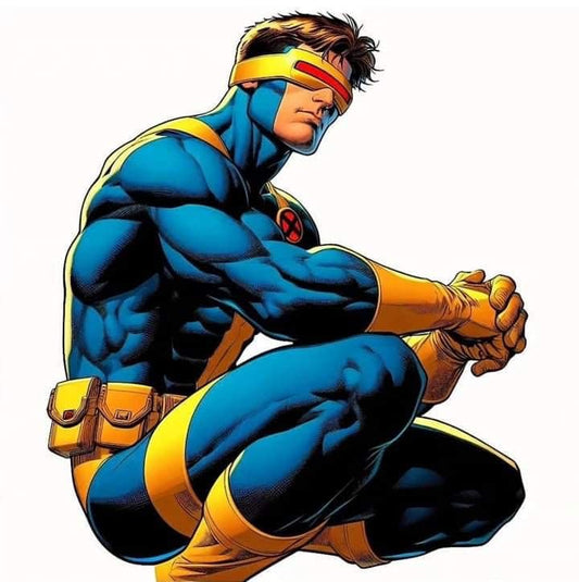 Cyclical Character Squatting Xmen Print Poster