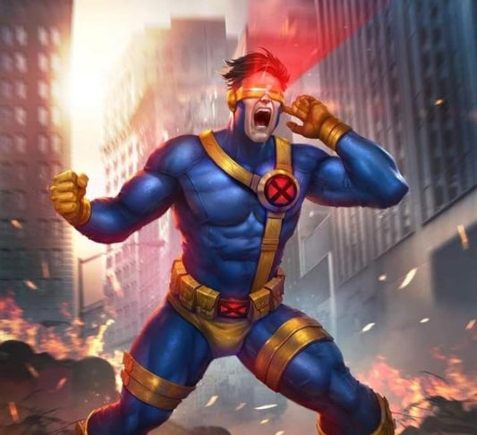 Cyclops Action Pose Cityscape Print Poster