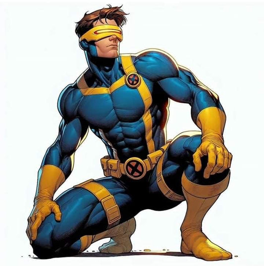 Cycops Comic Character Kneeling Print Poster