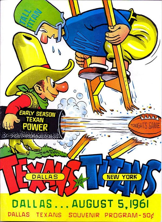 Dallas Texans Vs Titans Of New York Keychain Football Picture Afl 1961