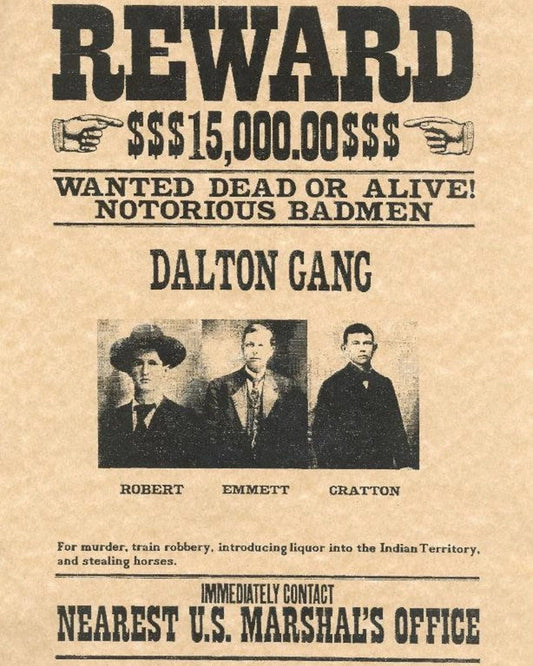Dalton Gang Wanted Poster Photo Picture Western Crime Outlaws