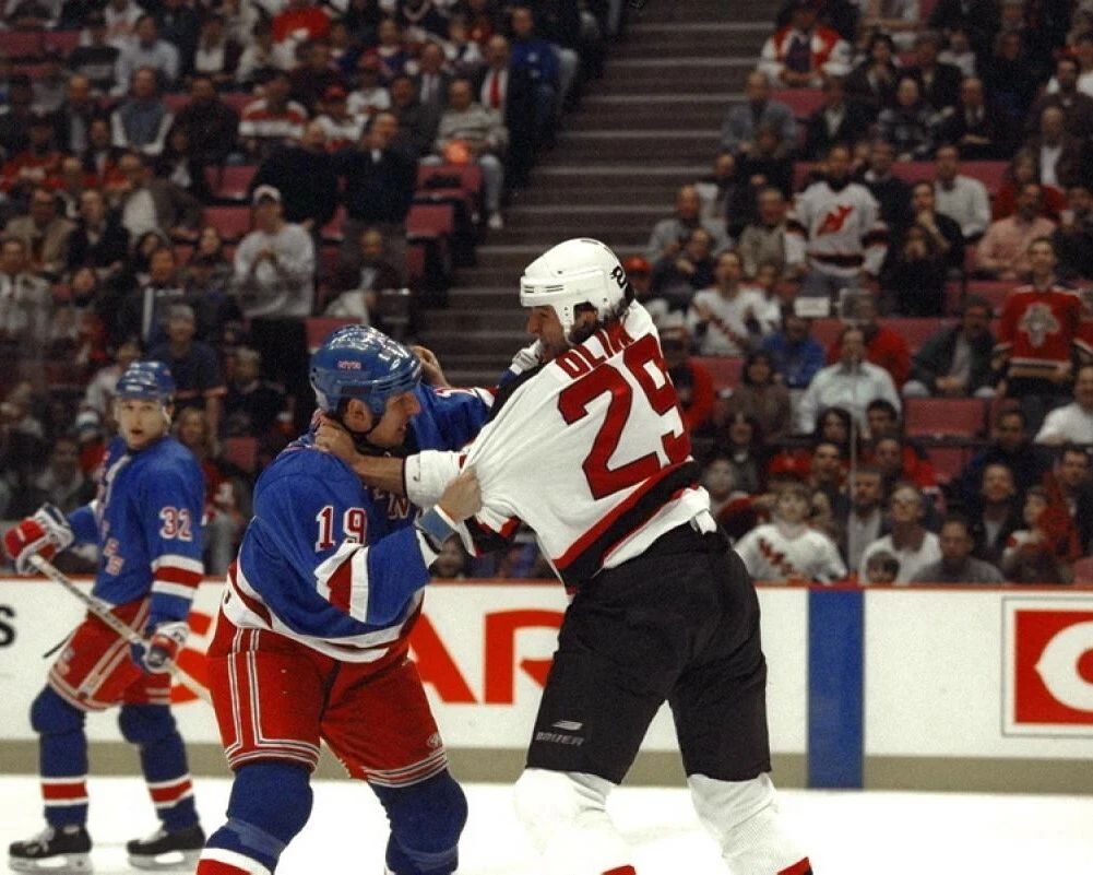 Darren Langden Krzystof Oliwa Fight Keychain Hockey Ny Rangers Devils Picture