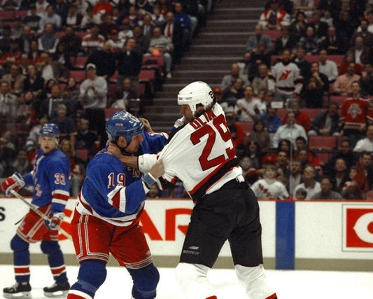Darren Langden Krzystof Oliwa Fight Magnet Hockey Ny Rangers Devils Picture