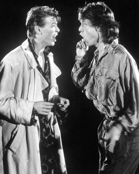 David Bowie And Mick Jagger Glossy Photo Famous Rock Singers Print Poster