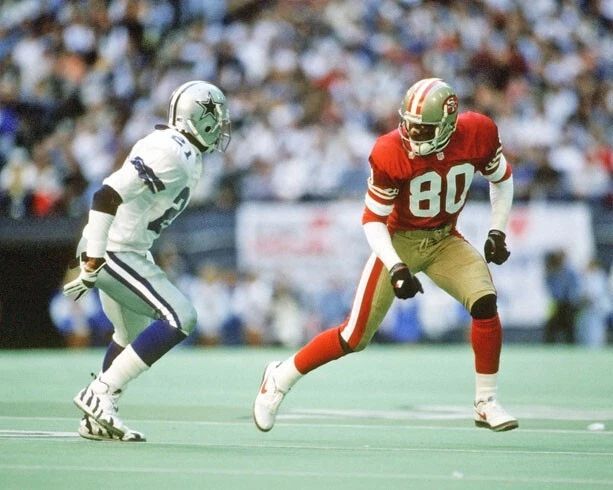 Deion Sanders Vs Jerry Rice Glossy Photo Cowboys And 49Ers Print Poster