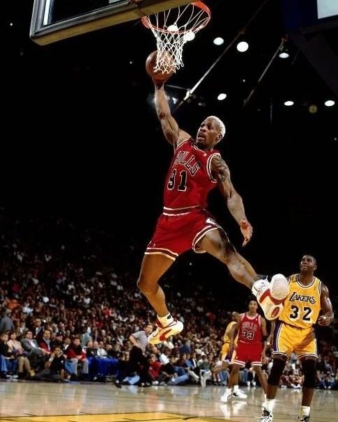 Dennis Rodman Magic Johnson Keychain Chicago Bulls Basketball Picture Lakers